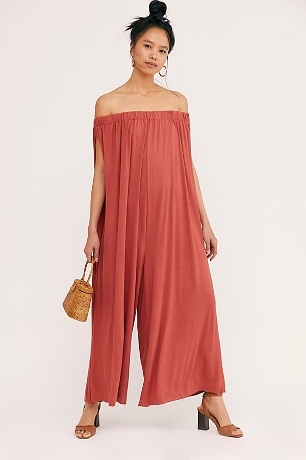 Mexicali Maxi Off-The-Shoulder Onesie by FP Beach at Free People, Brick, XS | Free People (Global - UK&FR Excluded)