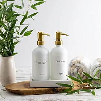 MaisoNovo Glass Soap Dispenser with Pump and Concrete Tray | Vintage Soap Dispenser Bathroom & Ki... | Amazon (US)