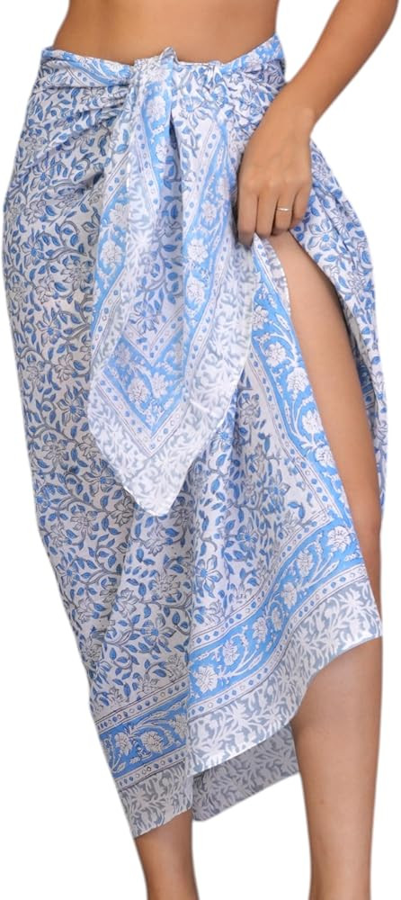 Beach Cover Ups For Women, Cotton Sarong Wrap Pareo | Amazon (US)