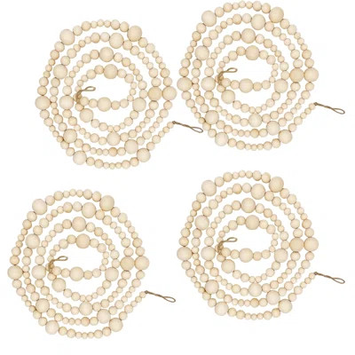 Wood Bead Garland for Christmas Tree - 4-Pack7.2ft Rustic Farmhouse Boho Decor, Natural Wooden Beads for Xmas Vintage Holiday Craft Hanging Decoration | Wayfair North America