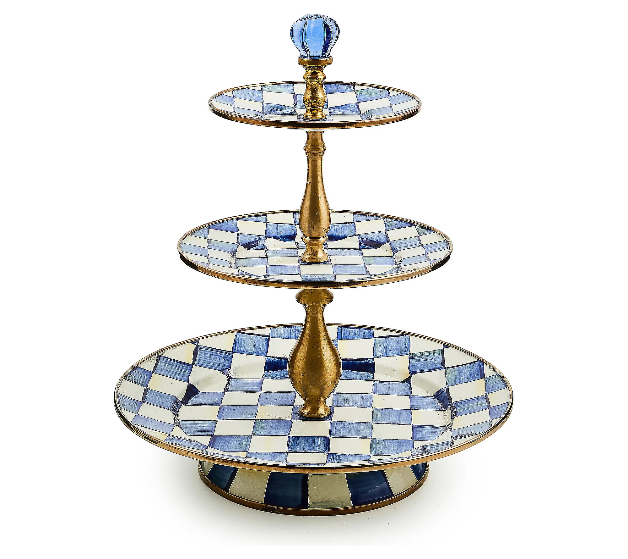 MacKenzie-Childs Royal Check Three Tier Sweet S tand | QVC