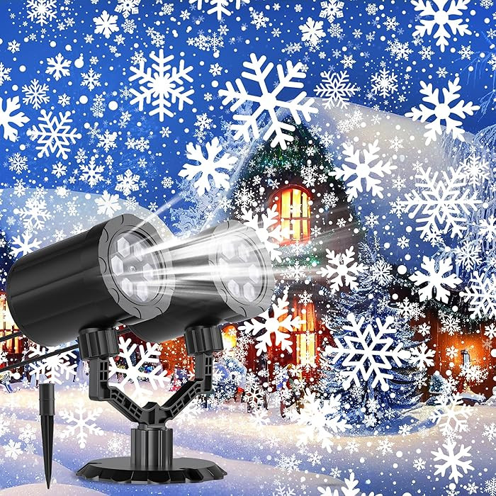 Christmas Projector Lights Outdoor, GUSODOR Upgraded IP65 Waterproof Dynamic Double Head Snowflak... | Amazon (US)
