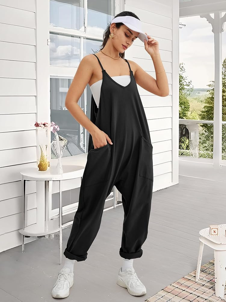 ATHMILE Jumpsuits for Women Casual Summer Rompers Sleeveless Loose Spaghetti Strap Baggy Overalls... | Amazon (US)