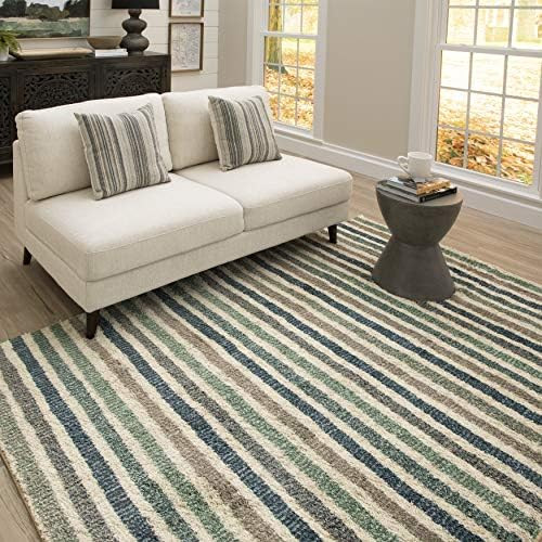 Mohawk Home Laguna Boardwalk Stripe Area Rug, 5'x8', Blue/Grey | Amazon (US)