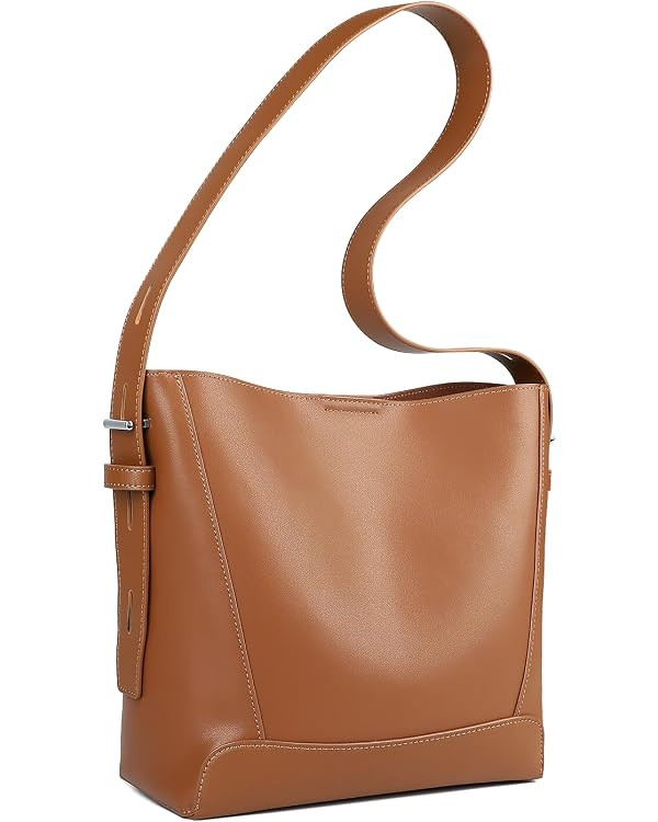 MFFOR Genuine Leather Tote Bag, Shoulder Purse for Women, Medium Bucket Handbags, Hobo Crossbody ... | Amazon (US)