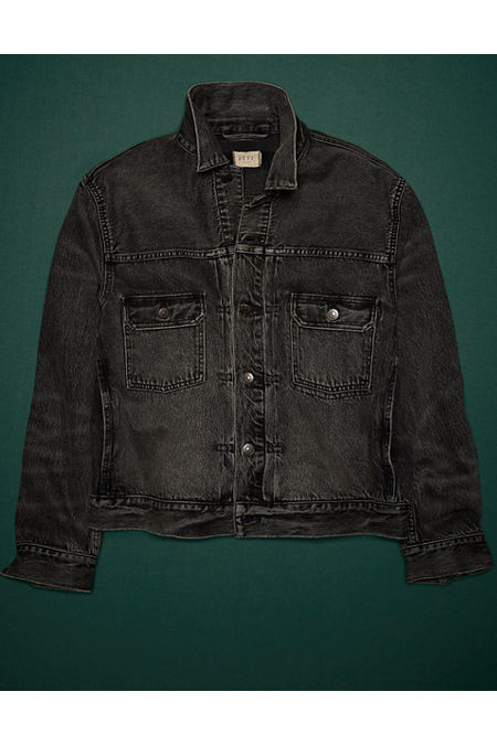AE77 Premium Denim Type 2 Trucker Jacket NULL Black Wash XL | American Eagle Outfitters (US & CA)
