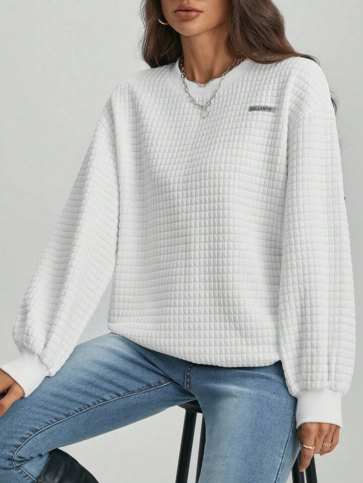 SHEIN Tall Letter Patch Detail Drop Shoulder Sweatshirt | SHEIN