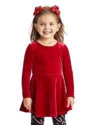 Baby And Toddler Girls Long Sleeve Velour Bow Back Dress | The Children's Place