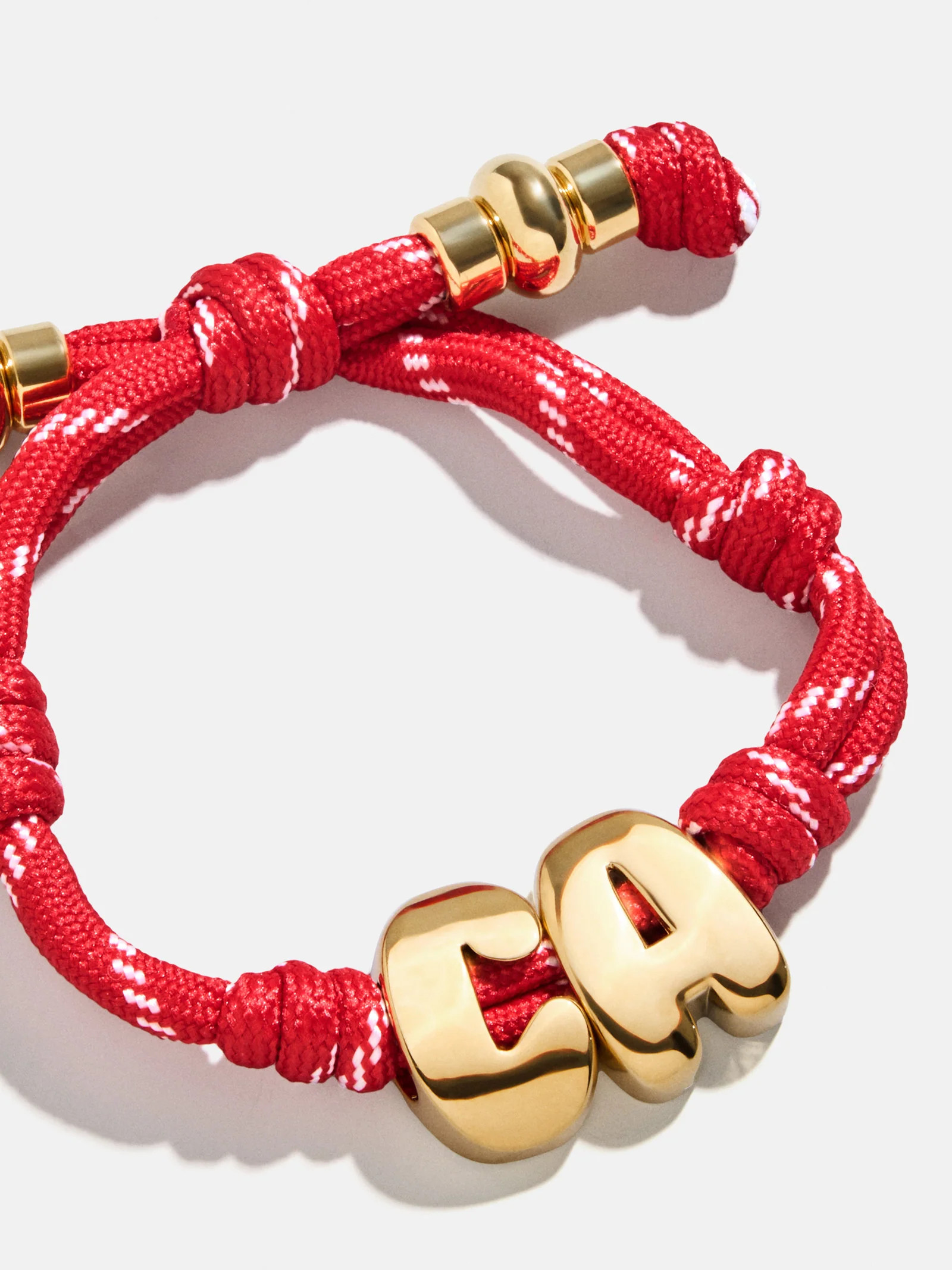 Knotty Initial Custom Bracelet - Cherry Red Double Letters | BaubleBar