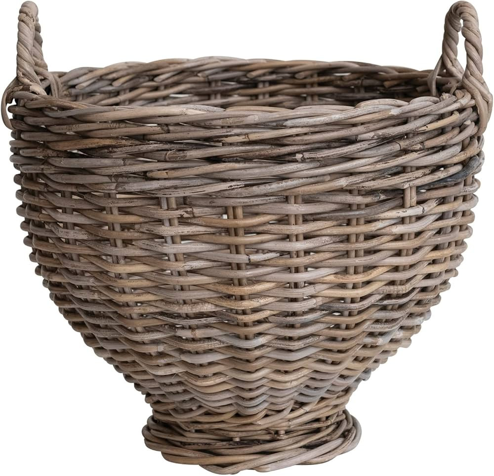 Creative Co-Op Woven Rattan Storage, Natural Basket | Amazon (US)