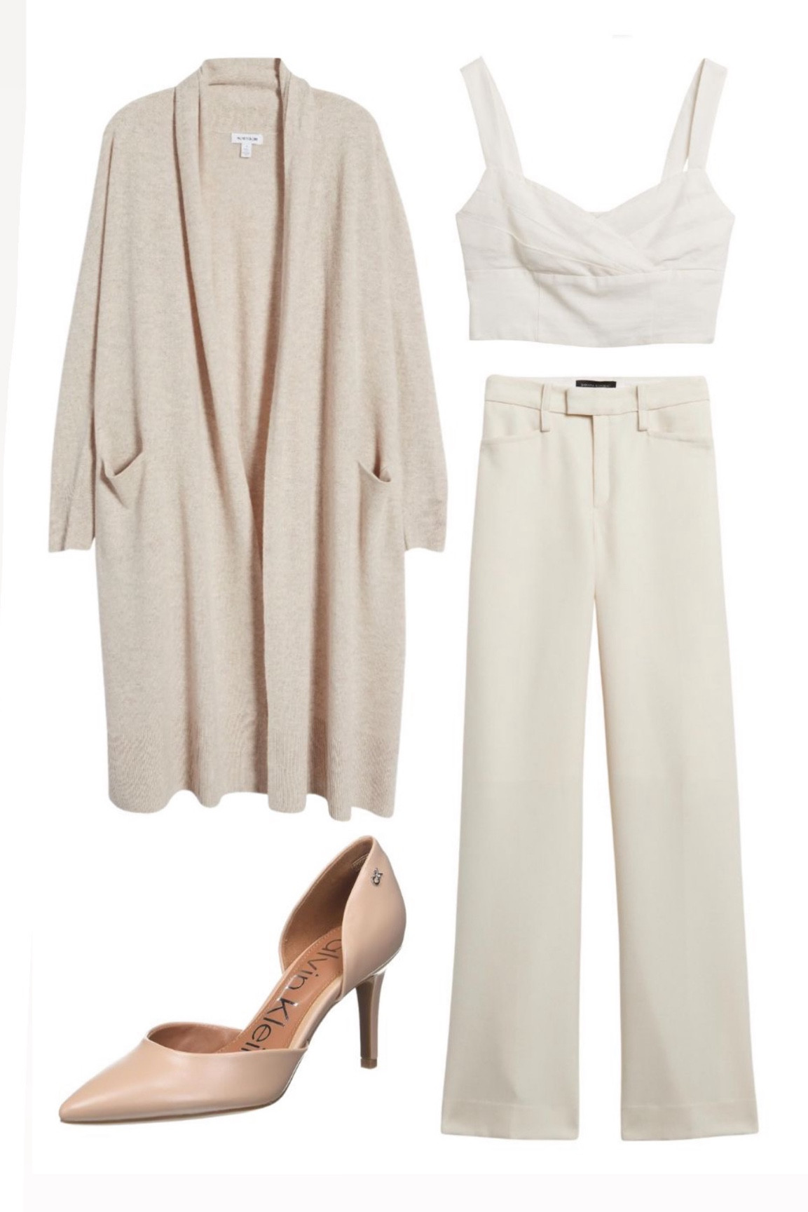 Someone called for Soft White 🤍
.
Something I will always love to do is dress in monochromatic, soft white / ivories. Here, I’ve put together pieces based on a staple outfit I wear all the time: brunches, cocktails, showers, you name it! 
.
High waisted, wide leg slacks are balanced with a cropped, textured top. For warmth and coverage, a soft nude cardigan does the trick. And finish it with elongating, nude, pointed toe heels. Perfection. 

#LTKworkwear #LTKstyletip #LTKfindsunder100