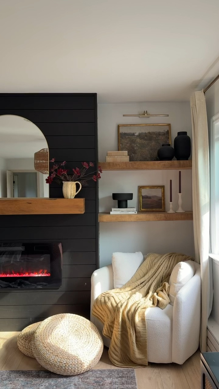 Our cozy fireplace corner is feeling like fall is here! 

#falldecor
#moderndecor