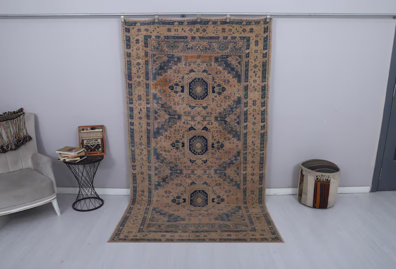 Oushak Vintage Rug 5x9: Handmade Anatolian Wool Rug - Etsy | Etsy (US)