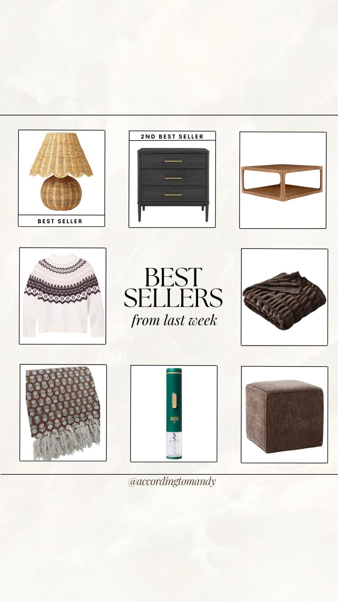 Best sellers last week!

best sellers, trending home finds, trending home favorites, home decor, budget friendly home decor, gift ideas, gift for the host, winter fashion, target fashion, target home, target finds, walmart home, walmart furniture, budget friendly furniture 

#LTKHoliday #LTKStyleTip #LTKHome