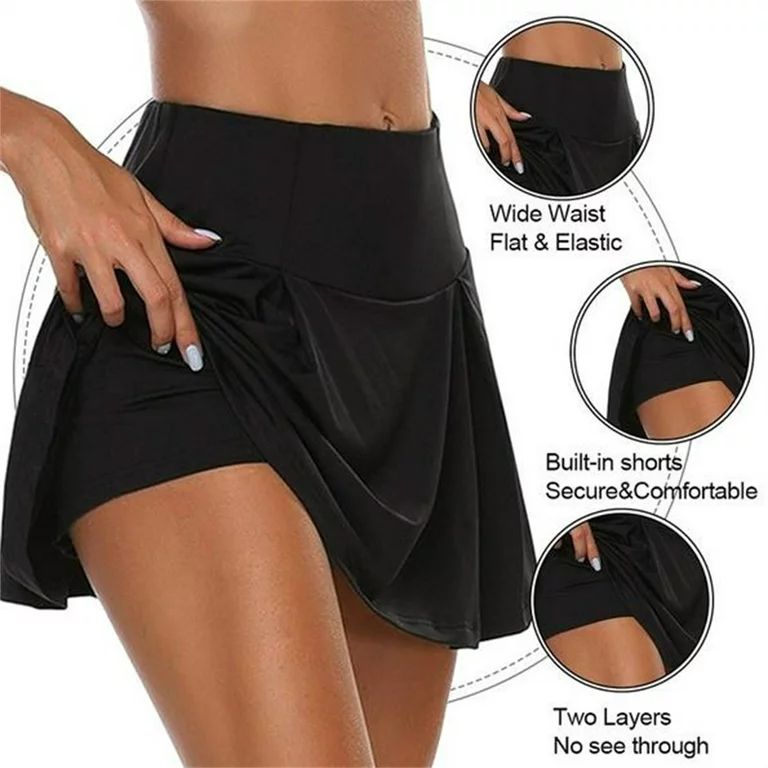 JSLEAP Women Double Layer Athletic Fitness Yoga Short Skirt Badminton Breathable Quick Drying Spo... | Walmart (US)