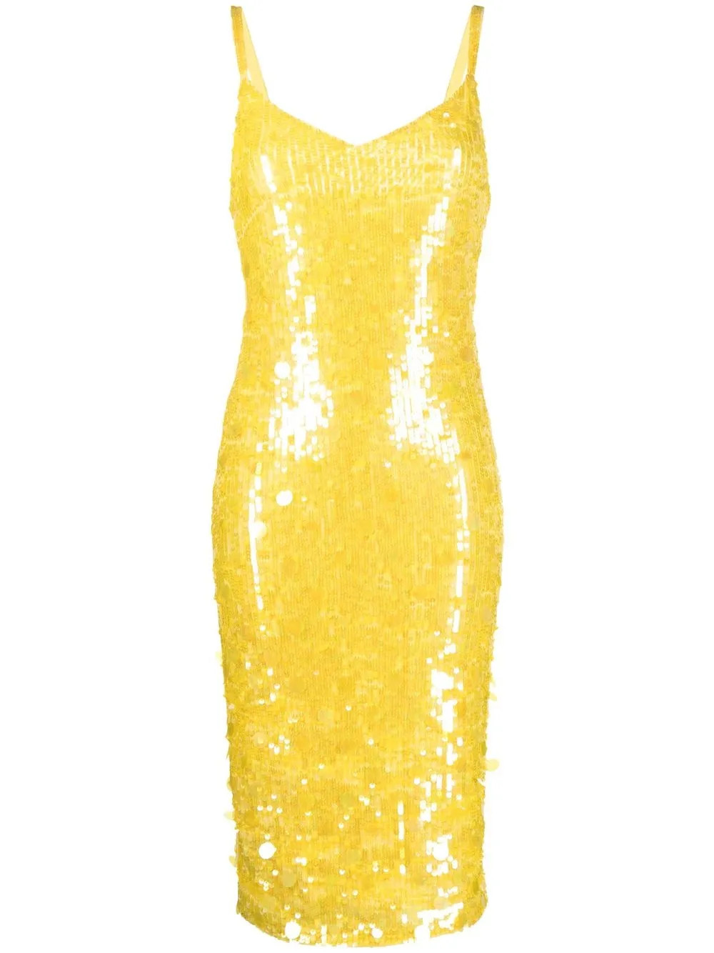 P.A.R.O.S.H. sequin-embellished Midi Dress | Yellow | FARFETCH | Farfetch Global