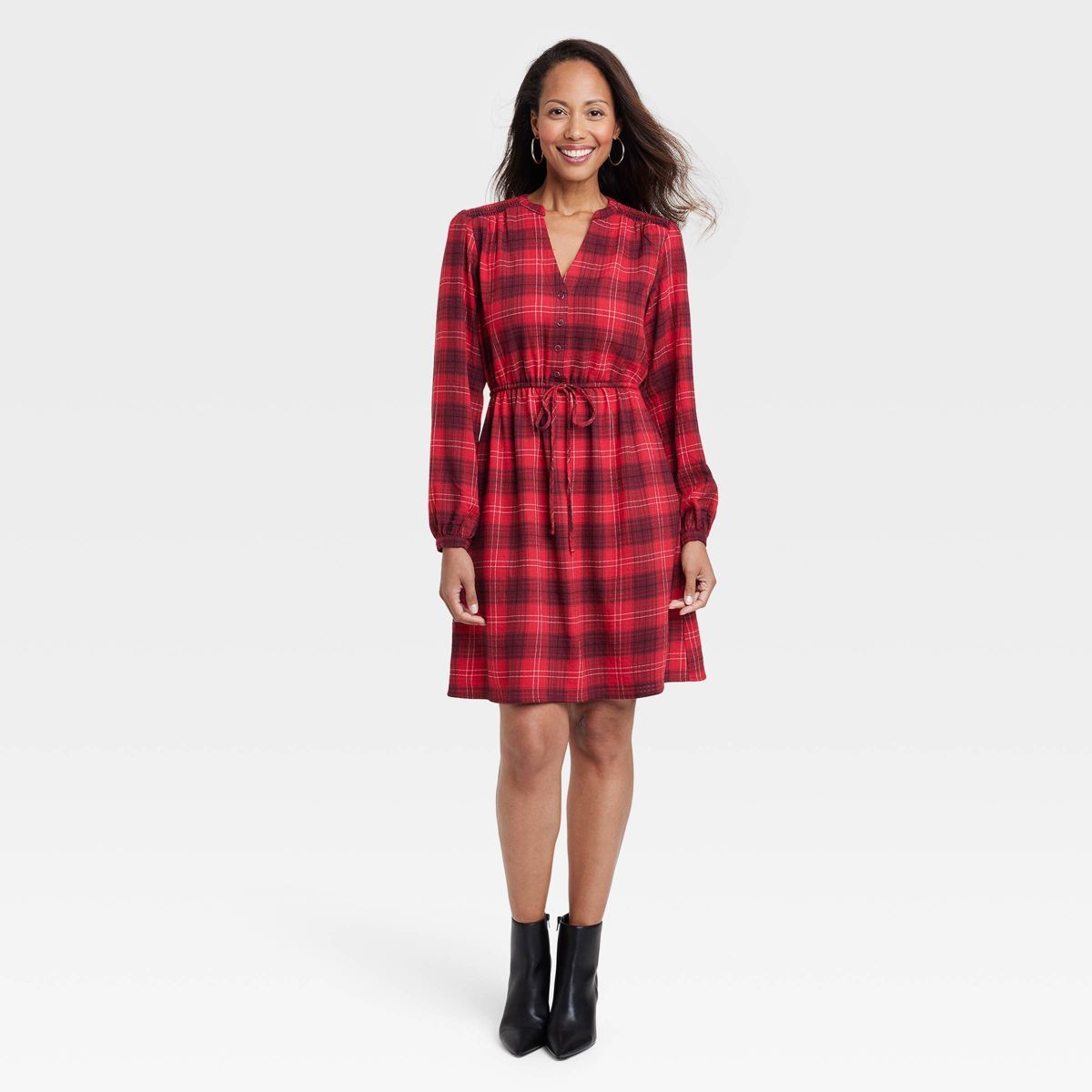 Women's Long Sleeve Plaid A-Line Dress - Knox Rose™ | Target