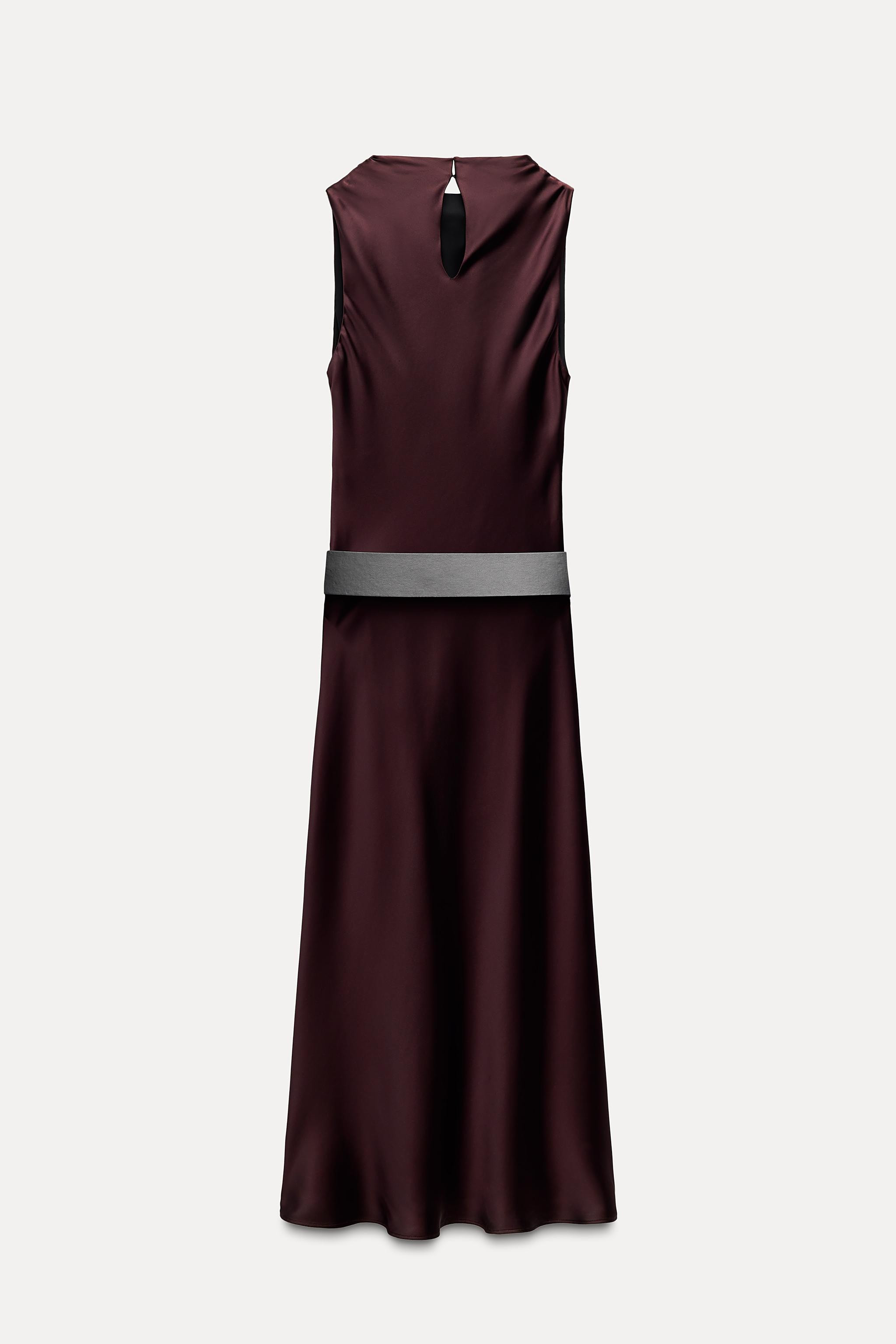 BELTED SATIN MIDI DRESS | Zara US