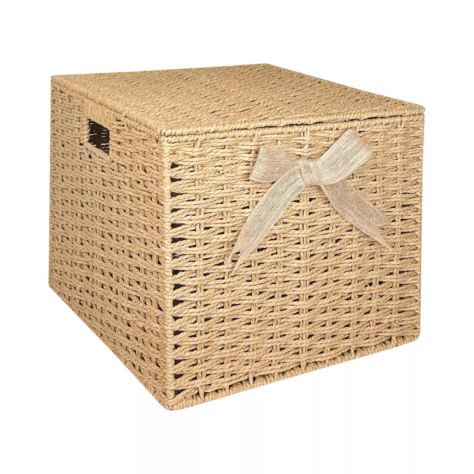 Belle Maison Large Paper Weave Lidded Bin With Bow, Multi | Kohl's