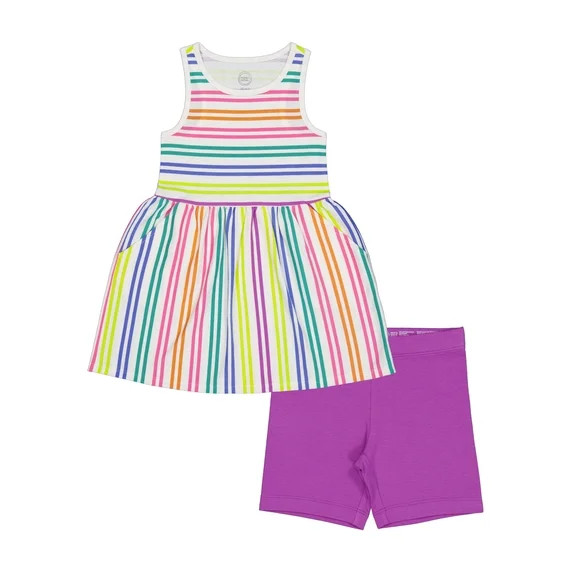 Wonder Nation Girls Play Dress and Short 2 Piece Set, Sizes XS-XLP | Walmart (US)