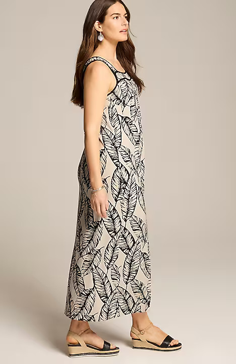 Piped-Trim Knit Maxi Dress | J. Jill