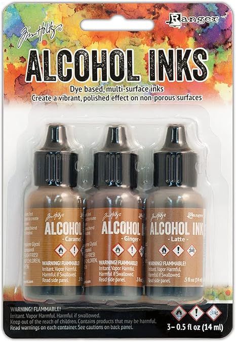 Ranger Earthtones Alcohol Ink 5 Ounces 3 Pkg Cabin Cupboard Caramel Ginger Latte Colors | Amazon (US)