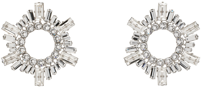 Amina Muaddi Silver Begum Mini Earrings | SSENSE