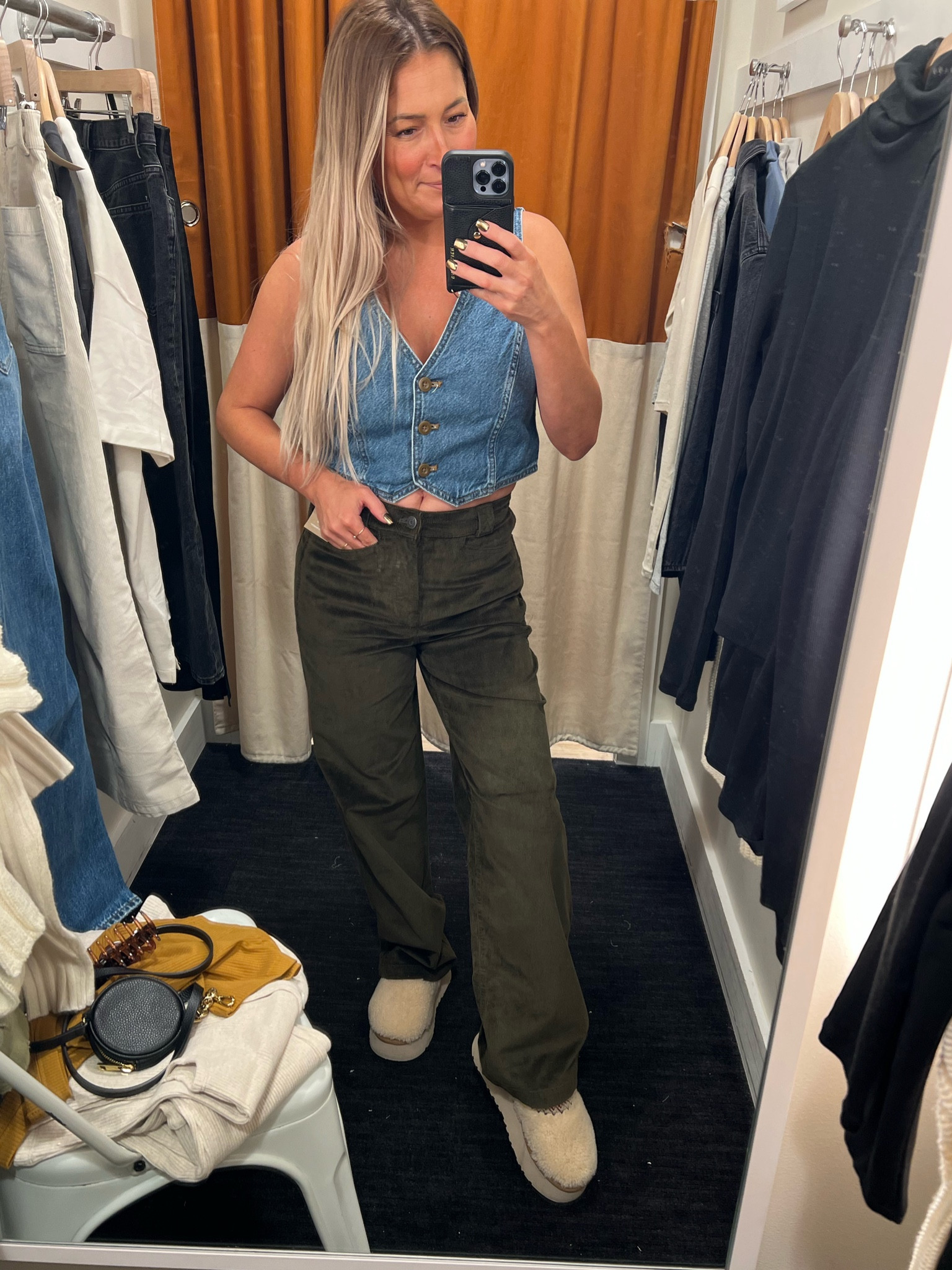 MADEWELL: getting 70’s vibes over here!! These pants are so fun… and this denim vest gaaahhh 😍 🩶🖤

[[ standard size for me with any brand is usually a small-medium top and small bottom or size 25 in denim ]]

Corduroy pants - 25
Denim vest - 2
Uggs - 6 (my regular size)

#falloutfits #jeans #denim #skirts #datenightoutfits #weddingoutfits #holidayoutfits #giftsforher #madewell 

#LTKxMadewell #LTKsalealert #LTKstyletip