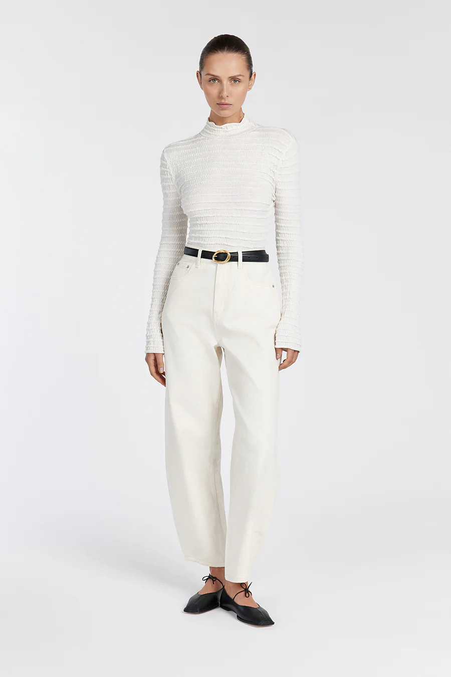 HENDRICK CREAM LONG SLEEVE KNIT TOP | DISSH