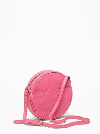 Faux-Suede/Faux-Leather Crossbody Circle Bag for Women | Old Navy US