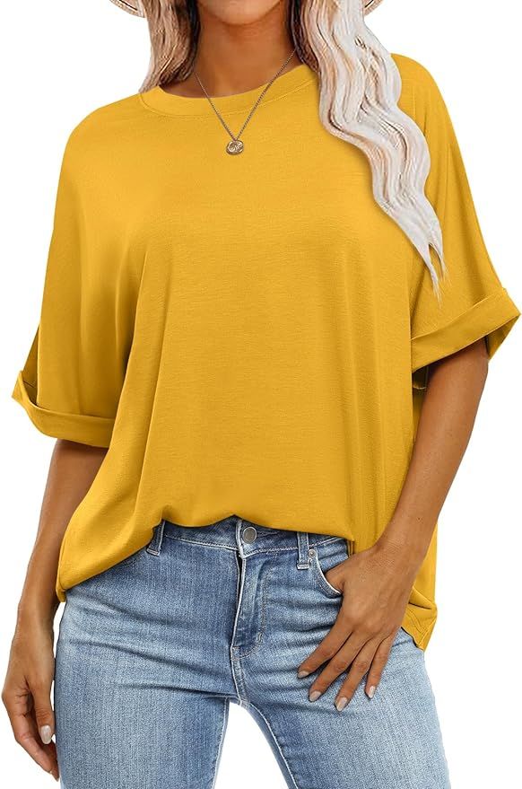 ANRABESS Women's Oversized T Shirts Short Sleeve Crewneck Summer Tops Casual Loose Basic Tee Shir... | Amazon (US)