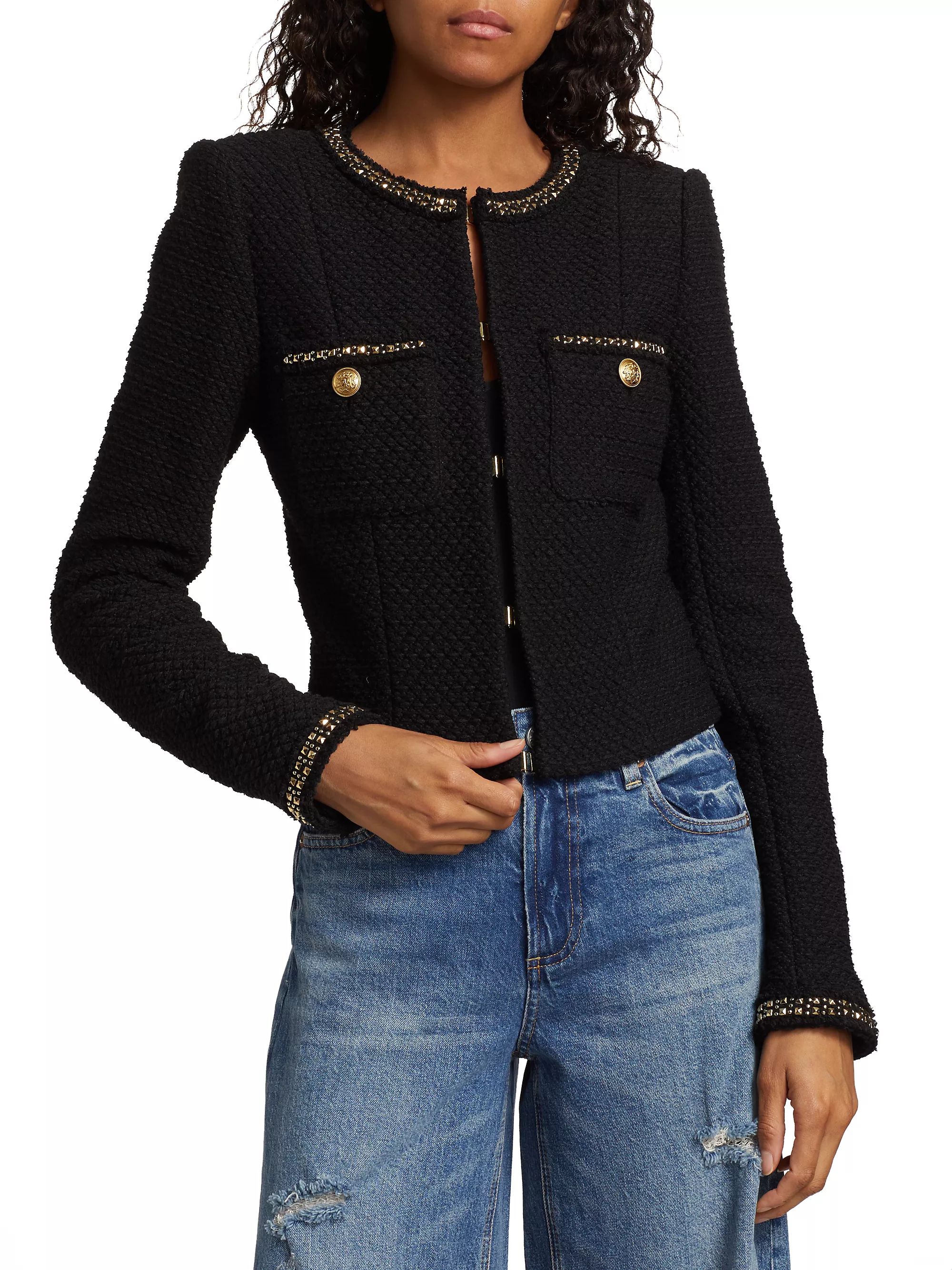 Coats & JacketsTweedAlice + OliviaShiloh Embellished Cotton Tweed Jacket$412.50$550Friends & Fami... | Saks Fifth Avenue