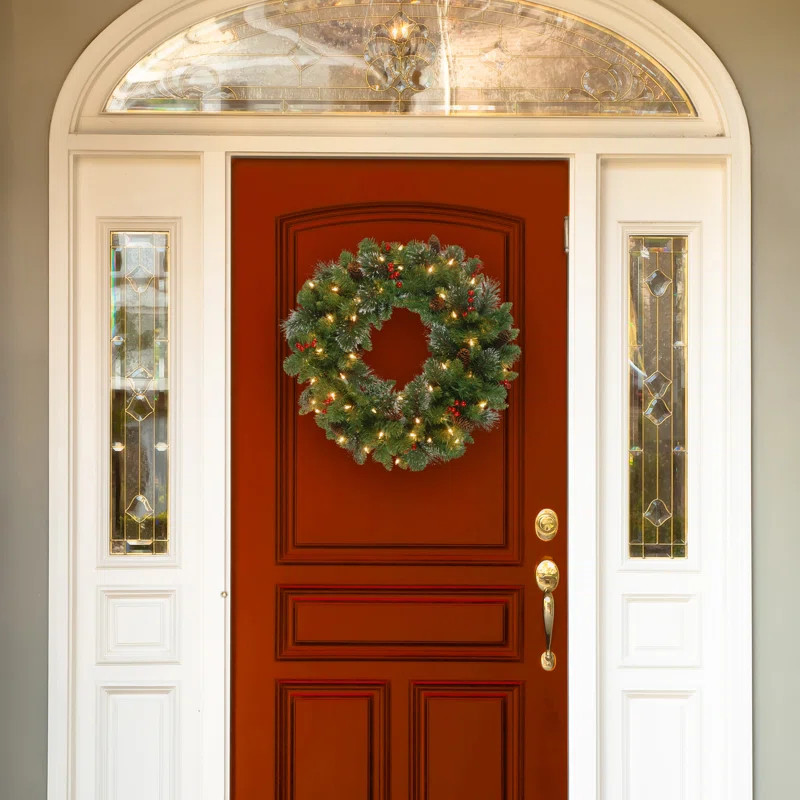 The Holiday Aisle® Crestwood Spruce Wreath with LED Lights & Reviews | Wayfair | Wayfair North America
