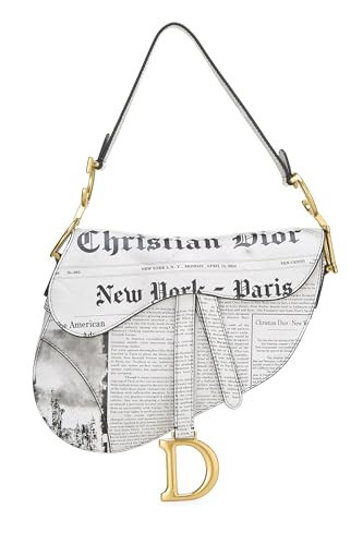Dior, Pre-Loved White Leather Newspaper Saddle Bag, White | Amazon (US)