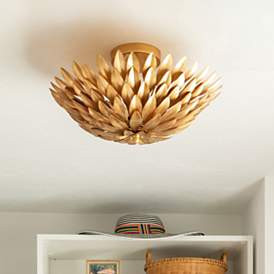 Crystorama Broche 16" Wide Antique Gold Ceiling Light | Lamps Plus