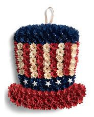 15.5x18inx3.5 Wood Curl Stars And Stripes Hat Wreath | TJ Maxx