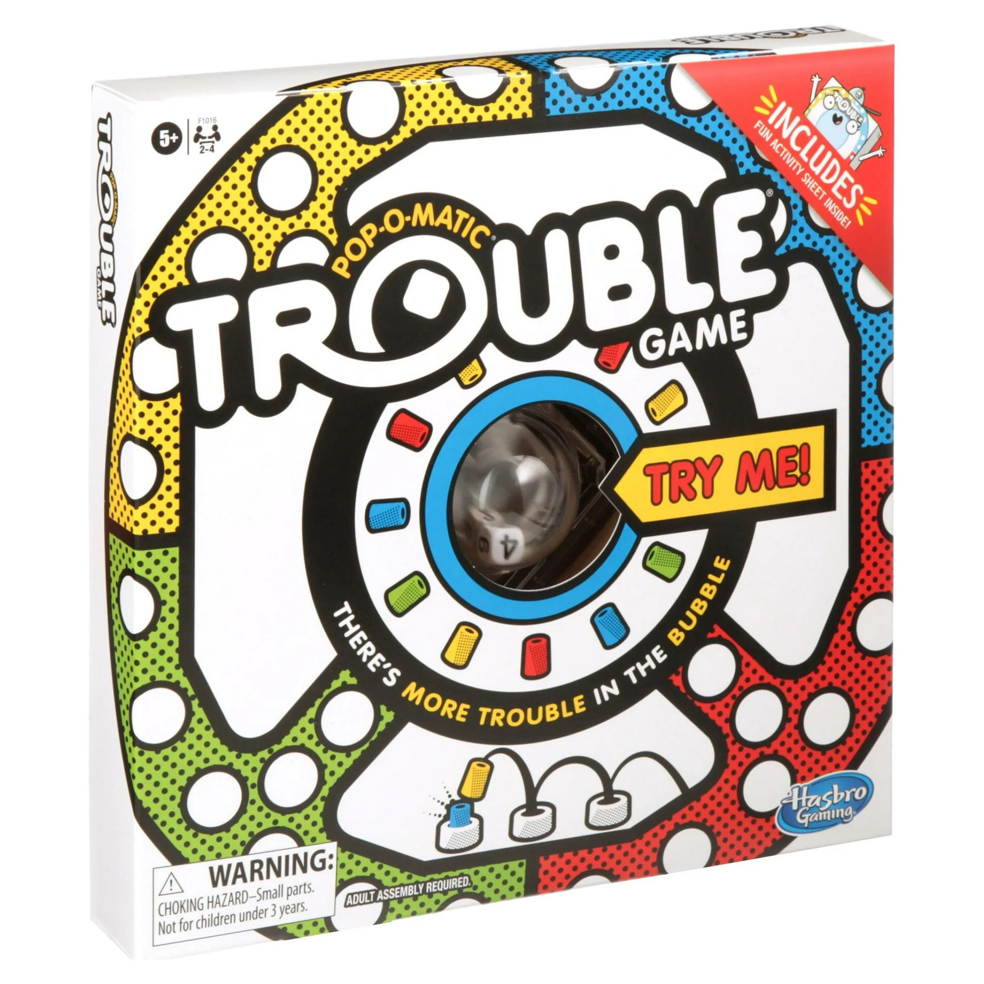 Trouble Board Game with Coloring and Activity Sheet for Kids and Family Ages 5 and Up, 2-4 Player... | Walmart (US)