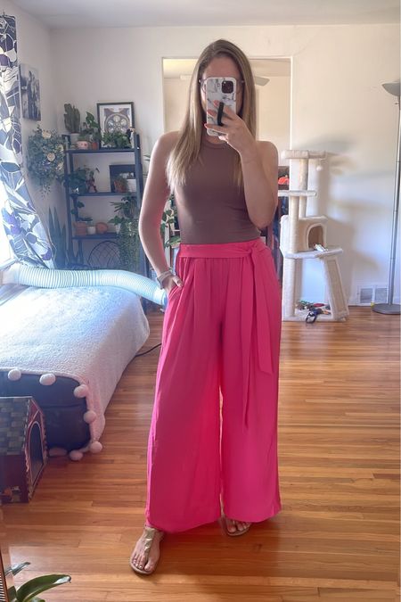 Wide leg pants. Perfect for the Barbie movie! Amazon and Target. Wearing a small top and bottom. 

#LTKtravel #LTKunder50 #LTKstyletip