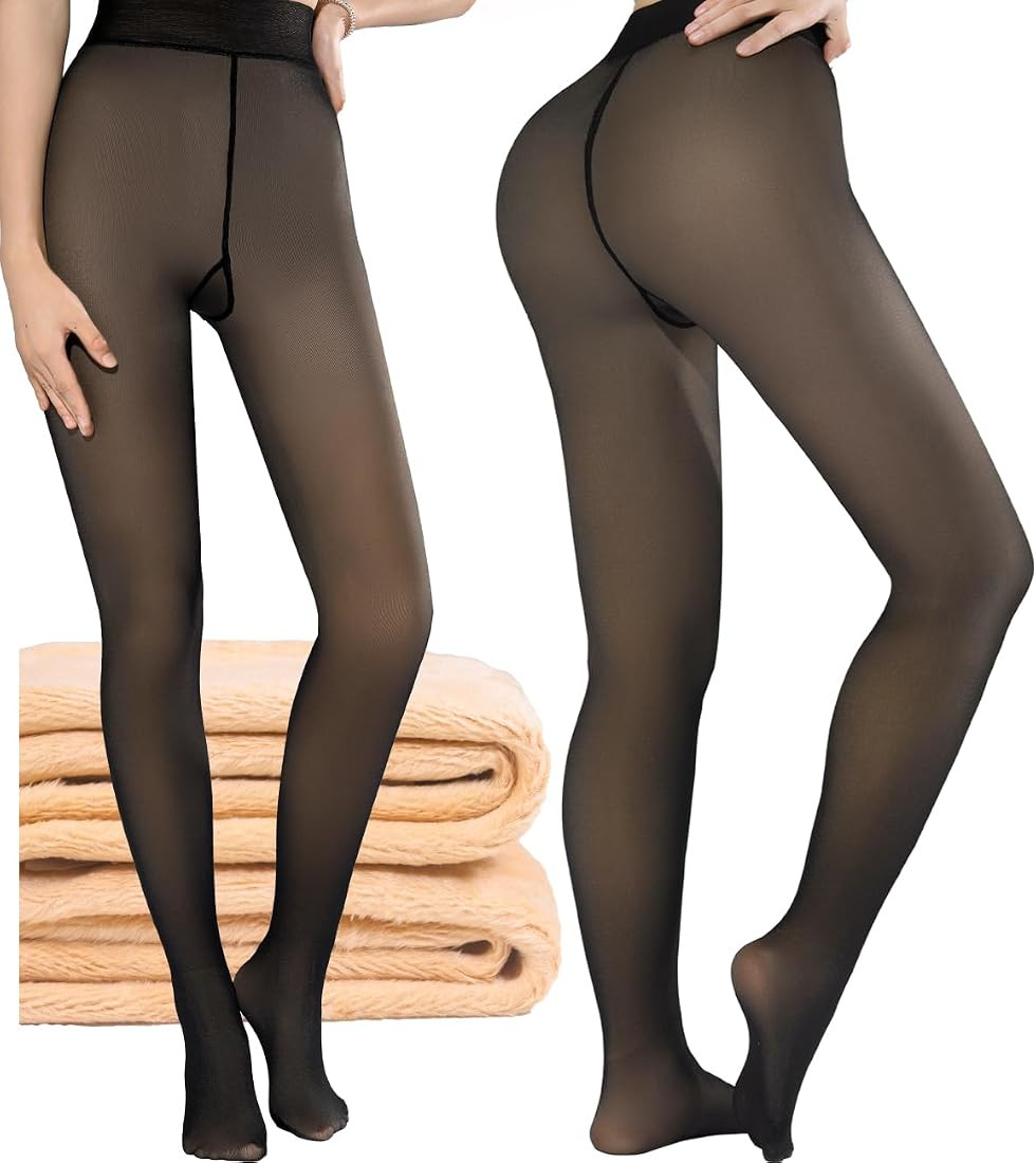 Fleece Lined Tights Women Thick Winter Thermal Translucent Leggings Warm Tights | Amazon (US)