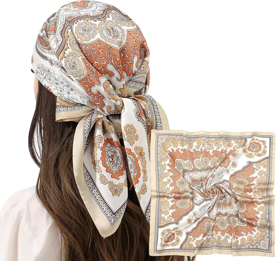 RIIQIICHY Women Head Hair Scarf Like Satin Silk Scarf Sleeping Hair Wrapping Night 27.5" | Amazon (US)