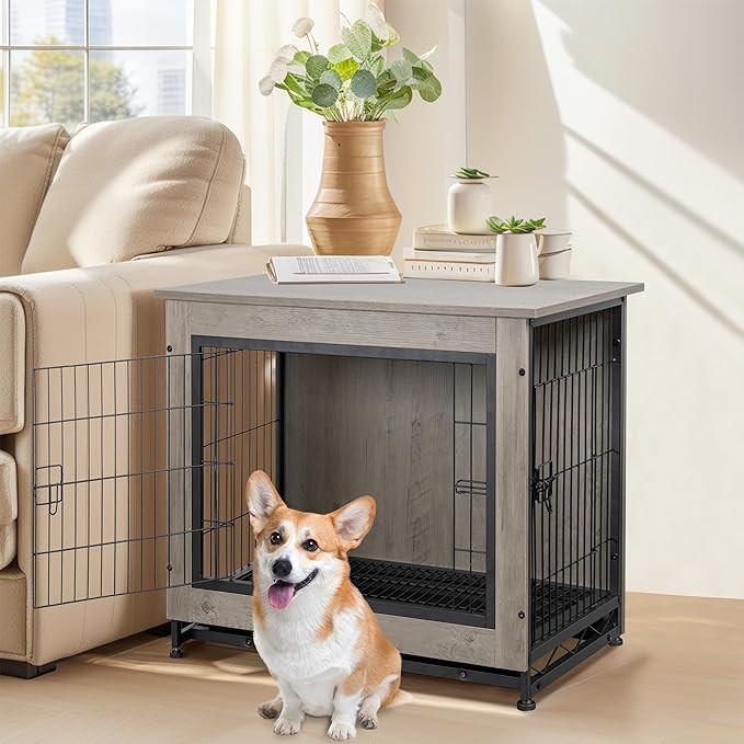 Shintenchi Dog Crate Furniture, Double-Doors Kennel Indoor with Removable Tray, End Table Dog Hou... | Amazon (US)