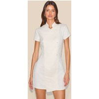 Butter Cream Boucle Button Detail Mini Dress | PrettyLittleThing UK