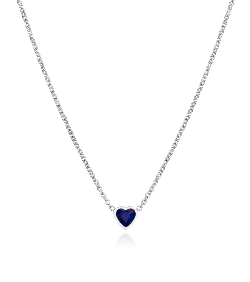Mini Heart Birthstone Necklace (Silver) | Abbott Lyon