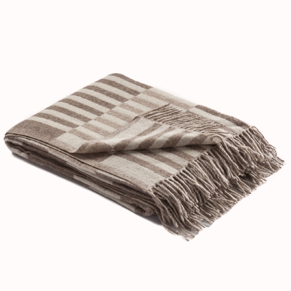 Isabella Modern Classic Brown Merino Wool Throw Blanket | Kathy Kuo Home