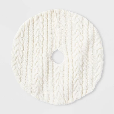 18in Mini Cable Knit Christmas Tree Skirt Cream - Wondershop™ | Target
