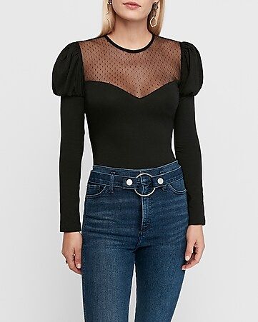 sweetheart neck puff sleeve top | Express