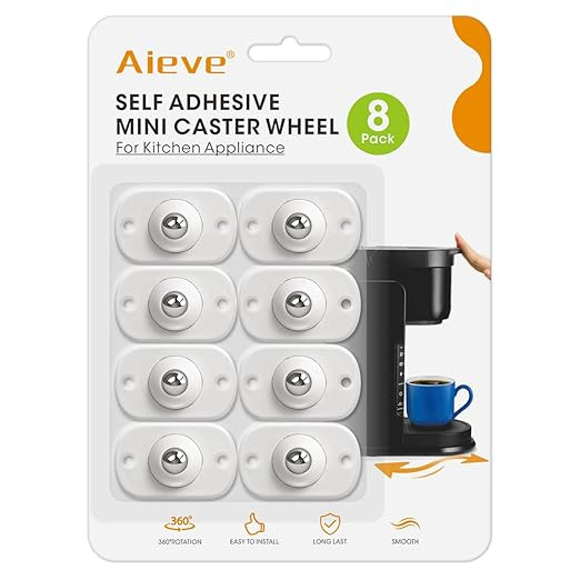 Aieve Appliance Rollers, 8 Pack Small Appliance Slider, Self Adhesive Caster Wheels, Mini Swivel ... | Amazon (US)