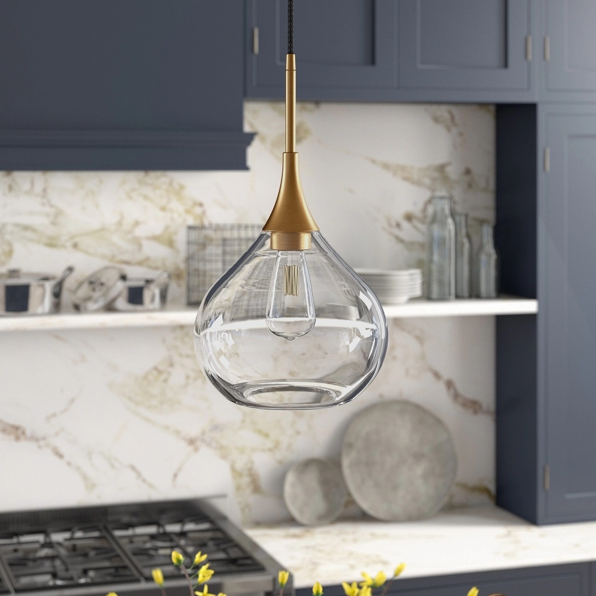 Ida Pendant - Brass and Clear Glass | Overstock