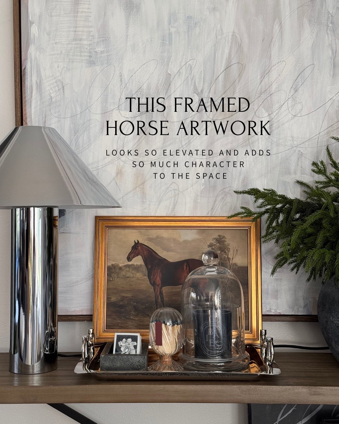 Equestrian artwork and chroma lamp make the whole console-scape 🐴✨🤍

#LTKSaleAlert #LTKHome #LTKSeasonal