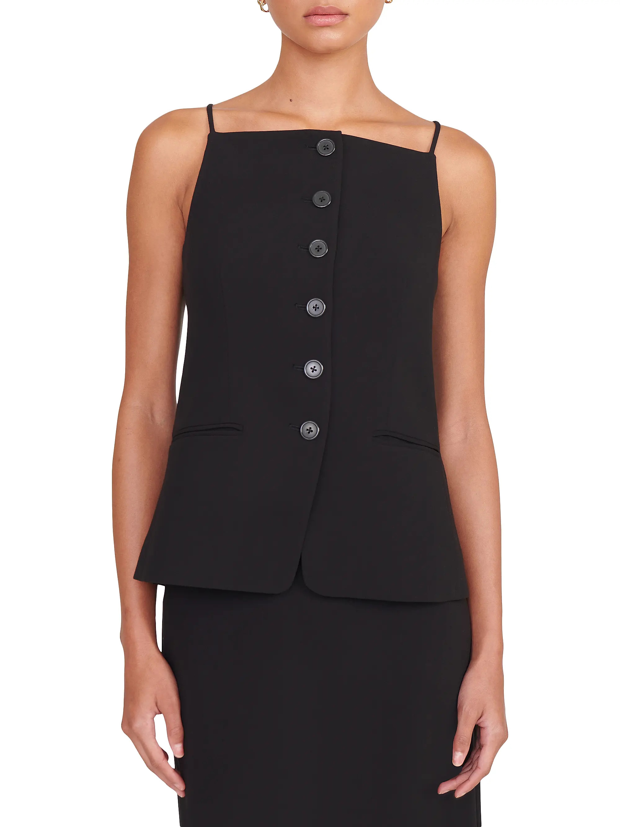 Staud Una Button-Front Tank | Saks Fifth Avenue | Saks Fifth Avenue